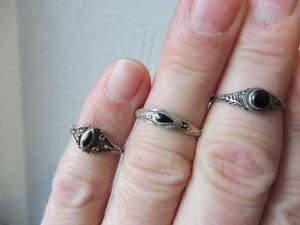 【送料無料】ジュエリー・アクセサリー リングシルバー3 belle, vieux anneaux __ 925 argent __ avec onyx
