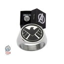 ジュエリー・アクセサリー マーベルシールドロゴスチールブラックロゴリングmarvel bouclier logo acier inoxydable noir logo bague