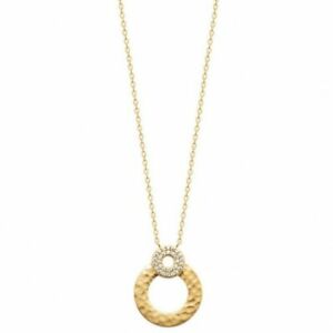 yzWG[EANZT[ WRjEbLlbNXcollier en plaque or doubles cercles martele pave en zirconium