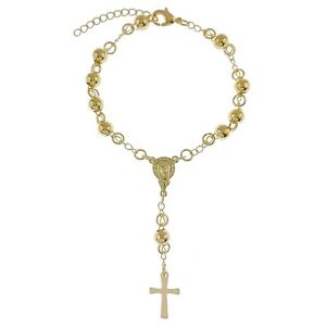 【送料無料】ジュエリー・アクセサリー シャペルテゴールドメッキブレスレットbracelet chapelet plaque or 750000 longueur 18 cm 3 cm religion femme