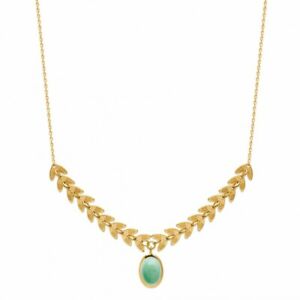 ジュエリー・アクセサリー メッキネックレスアベンチュリンcollier en plaque or feuilles de laurier et aventurine veritable