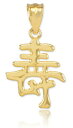 【送料無料】ジュエリー・アクセサリー シンボルpolished 14k gold chinese long life symbol pendant longevity, age; birthday