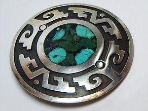 【送料無料】ジュエリー・アクセサリー レアヴィンテージチェオタスコターコイズシルバーマッシブメキシコミヤンペンダントrare vintage cheo taxco turquoise argent massif 925 mexico myan pendentif et