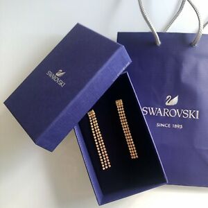 ジュエリー・アクセサリー スワロフスキーイヤリングゴールデンペンダントクリスタルboucles d’oreille swarovski pendantes dorees cristaux neuves authentiques