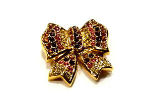 ジュエリー・アクセサリー ニーナリッチブローチボウストーンブローチbijou alliage dore et strass broche n?ud signee nina ricci brooch