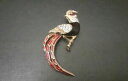 ジュエリー・アクセサリー ラインストーンブローチbroche ancienne oiseaux de paradis metal dore laque noir amp; rouge strass xxeme