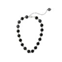 【送料無料】ジュエリー・アクセサリー シルバーコートチェインロンドパンサーテテブラッククリスタルラスネックレスcollier ras du court arge...