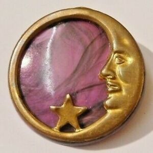 【送料無料】ジュエリー・アクセサリー ヴィンテージbroche ancien bijou vintage lune couleur mauve marbre couleur vieil or 1862