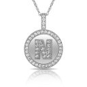 【送料無料】ジュエリー・アクセサリー ブリリアントラウンドハローレターネックレスペンダントホワイトbrillant rond halo n lettre initiale collier pendentif 14k or blanc(4)