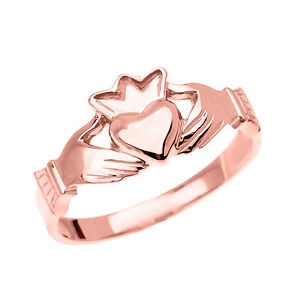 【送料無料】ジュエリー・アクセサリー ファインローズゴールドデインティレディースクラダクラウンリングfine rose gold dainty ladies claddagh crown ring(4)