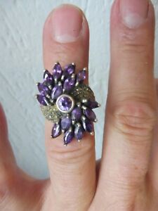 ジュエリー・アクセサリー リングシルバーアメジストbelle, vieux anneau, 925 argent, avec amethyste