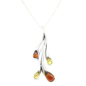 ̵ۥ奨꡼꡼ 󥷥С顼֥Сڥtoc 925 argent 2 couleur branch ambre pendentif sur 457cm chaine