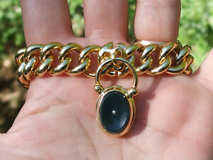 【送料無料】ジュエリー・アクセサリー ボーブレスレットアンシエンカデナスフェルモアゴールドメタルbeau bracelet ancien xixeme avec fermoir cadenas en metal dore longueur 19,5cm