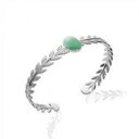 ジュエリー・アクセサリー シルバーローディッドベイアベンチュリンjonc femme en argent 9251000 rhodie feuilles de laurier et aventurine veritable