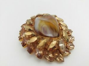 【送料無料】ジュエリー・アクセサリー ラインタイガーアイブローチbroche ancienne oeil de tigre str..