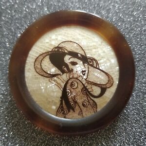 ̵ۥ奨꡼꡼ ꡼ѥơ륯꡼֥ɥbroche ronde lea stein paris vintage serigraphie femme au chapeau germany