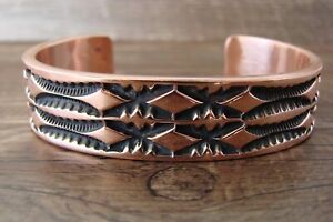 hokushinの【送料無料】ジュエリー・アクセサリー ナバホジュエリーメインスタンプブレスレットジェロルドnavajo bijoux main estampe cuivre bracelet en jerrold|詳細画像