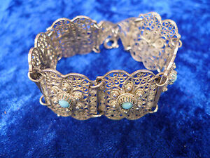 【送料無料】ジュエリー・アクセサリー ノーブルオールドブレスレットシルバーターコイズnoble, vieux bracelet __ 800 argent __ avec turquoises _