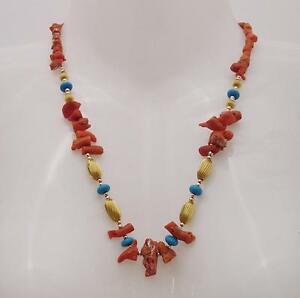 【送料無料】ジュエリー・アクセサリー コラーナコラロターチェスヴィンテージcollana corallo turchese vintage 57cm oma19