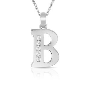 【送料無料】ジュエリー・アクセサリー レターイニシャルネックレスペンダントホワイトlettre b initiale collier pendentif 14k or blanc
