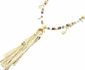 【送料無料】ジュエリー・アクセサリー ホーンレジンポンポンフリンジソティールコリアーパールグラスcl2314f sautoir collier perles verre avec corne resine et pompon franges tr