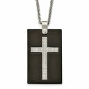 ジュエリー・アクセサリー スチールブラックセラミックジルコンマイクロパヴェクロスカラーチェーンacier inoxydable noir ceramique zircone micro pave croix collier 24 chaine