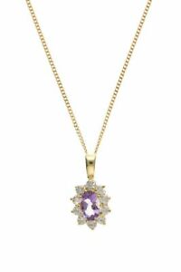 ジュエリー・アクセサリー アメジストジルコンペンダントチェーン9ct or veritable amethyste et zircone pendentif et chaine