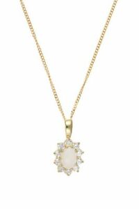 ジュエリー・アクセサリー ゴールドオパールジルコンペンダントチェーン9ct or veritable opale amp; zircone pendentif et chaine