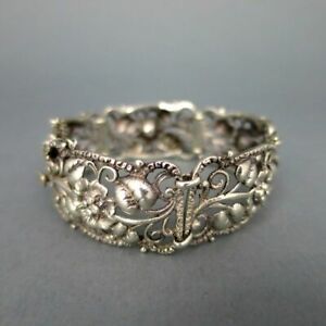 ジュエリー・アクセサリー ステイドシルバーブレスレットペリグランテクニックlarge empire ajoure argent bracelet en filigrantechnik avec fleurs