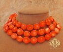 ジュエリー・アクセサリー ネックレスマンダリンオレンジコーラルビッグジュエリーストランドセラーlg collier imposant mandarine orange corail gros bijoux 3strand usa vendeur