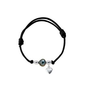 楽天hokushin【送料無料】ジュエリー・アクセサリー ブレスレットタヒチシルバーマッシクハートbracelet ajustable femme perle de tahiti, coeur en argent massif 9251000 et