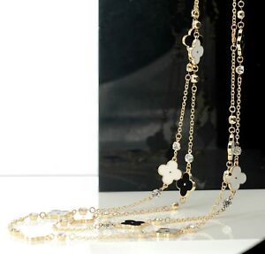 【送料無料】ジュエリー・アクセサリー ネックレスゴールデンクリスタルブラックホワイトクラスオリジナルcollier longue sautoir dore email cristal noir blanc class original qd3