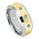 【送料無料】ジュエリー・アクセサリー ツァボライトストーンリングトーンタングステンリング021ctw tsavorite 3stone bague, janvier naissance, 2tone tungsten bague 024