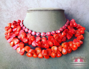 ジュエリー・アクセサリー オレンジティアーコーラルストランドコリアーマンダリンナチュラルジュエリーorange larme veritable corail 3strand collier mandarine naturel bijoux usa