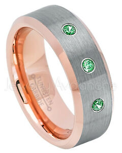 【送料無料】ジュエリー・アクセサリー ゴールドローズタングステンリングツァボライトストーンリングor rose tungsten bague, 021ctw tsavorite 3stone bague, janvier naissance 742