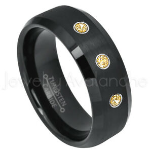 【送料無料】ジュエリー・アクセサリー セミドームタングステンリングシトリンストーンリングsemidome tungsten bague 021ctw citrine 3stone bague novembre naissance 697