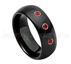 【送料無料】ジュエリー・アクセサリー ブラックドームタングステンリンググラナダストーンリングnoir dome tungsten bague 021ctw grenade 3stone bague, janvier naissance 077