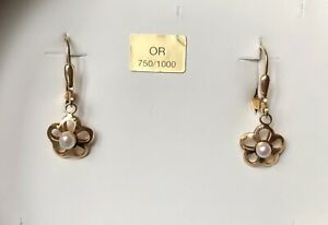 楽天hokushin【送料無料】ジュエリー・アクセサリー ペンダントイヤーズフラワーゴールドカルチャーパールpendants oreilles fleur or 18 k perle de culture neuf