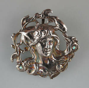 【送料無料】ジュエリー・アクセサリー アールヌーボーショーケースオパールヘッド9904049 925er pendentif art nouveau vitrine tete decorative femme avec opales