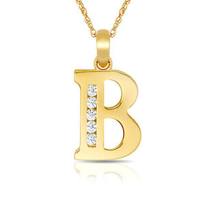 ジュエリー・アクセサリー レターイニシャルネックレスペンダントイエローlettre b initiale collier pendentif 14k or jaune