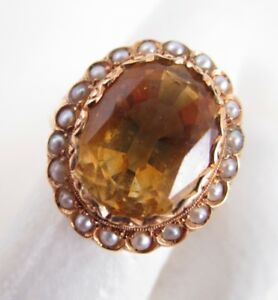 【送料無料】ジュエリー・アクセサリー ポルトガルシトリンパールシードファンタジーリングmagnifique 1940s portugais 18k citrine gr..