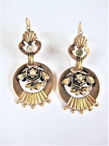 【送料無料】ジュエリー・アクセサリー イヤリングゴールドクリスタルドロシュantique boucles doreilles or 750 avec onyx et cristal de roche, 6,07 g