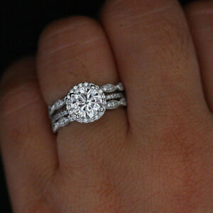 【送料無料】ジュエリー・アクセサリー リングセットモイッサナマイトサイズ14k or blanc veritable ensemble anneau 215ct moissanite fiancailles taille 5 6