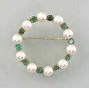 【送料無料】ジュエリー・アクセサリー エメラルドパールブローチ8625102 585er gg emeraude perles broche antique