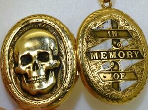 ̵ۥ奨꡼꡼ ӥȥꥢץ顼ȥꥪetonnant antique victorien or plaque ou amp; email memento mori crane medaillon