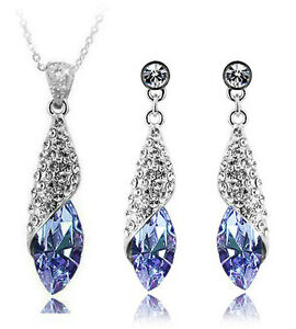 yzWG[EANZT[ oCIbgNX^eBAXgXCOviolet cristal larme strass parure boucles doreilles et collier s249