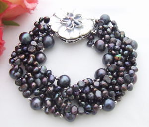 【送料無料】ジュエリー・アクセサリー ストランドブラックパールロープブレスレット