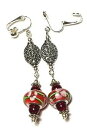 【送料無料】ジュエリー・アクセサリー ロングレッドシルバークリップイヤーハンギンググラスパールヴィンテージシックlongue argent rouge avec clip oreilles goutte pendantes verre perle vintage chic