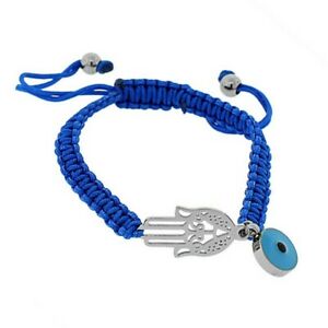 【送料無料】ジュエリー・アクセサリー スチールシルバーカラーカムサイービルアイパールマクラメブレスレットacier inoxydable bleu couleur argentee khamsa evil eye perles macrame bracelet