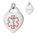 ジュエリー・アクセサリー スチールハートペンダントブレロックチェーンepilepsy acier inoxydable alerte medicale coeur pendentif breloque,sans chaine